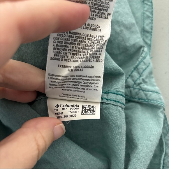 Columbia Men's Button Front Shirt Short Sleeve Camp Outdoor Small Green FLAW - Picture 6 of 6